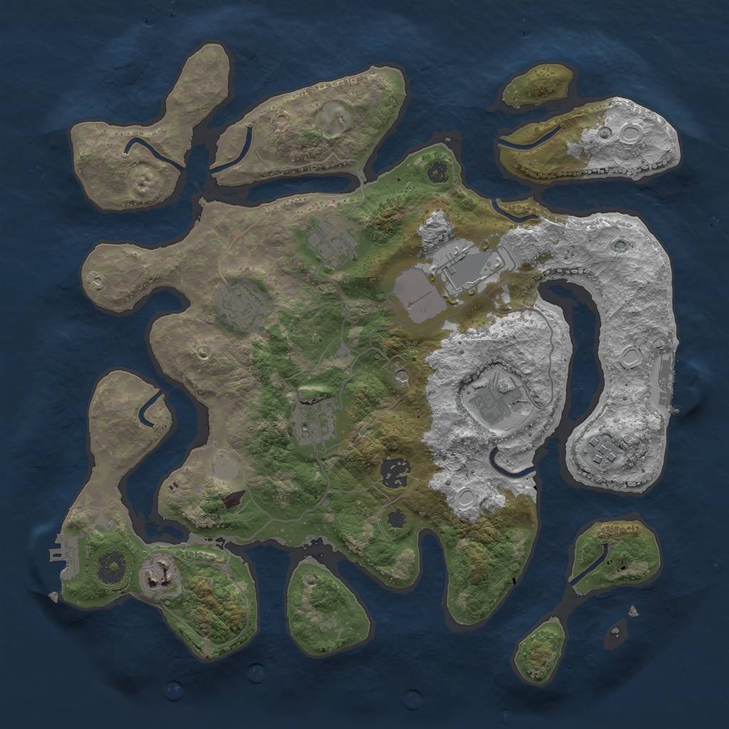 Rust Map: Procedural Map, Size: 3500, Seed: 403407, 16 Monuments