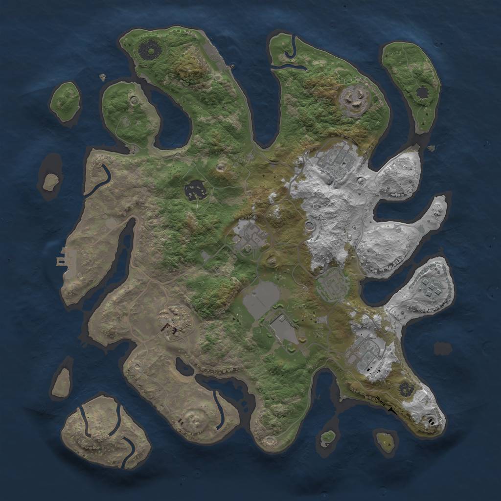 Rust Map: Procedural Map, Size: 3500, Seed: 568249, 14 Monuments