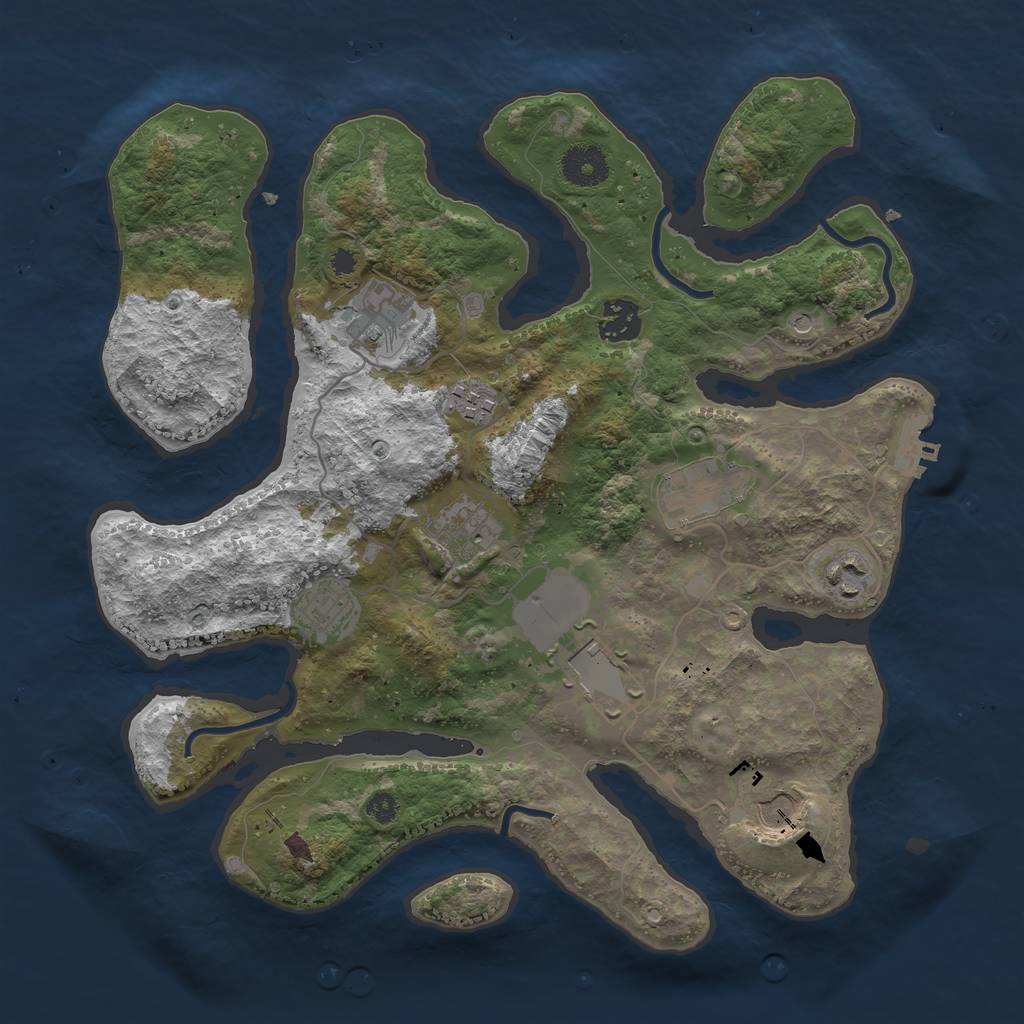 Rust Map: Procedural Map, Size: 3500, Seed: 649546, 13 Monuments