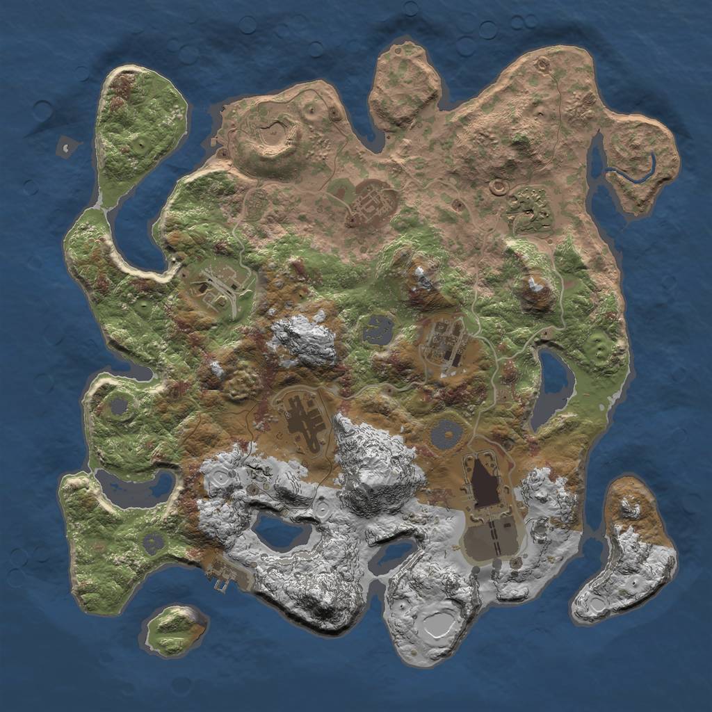 Rust Map: Procedural Map, Size: 3500, Seed: 295066, 13 Monuments