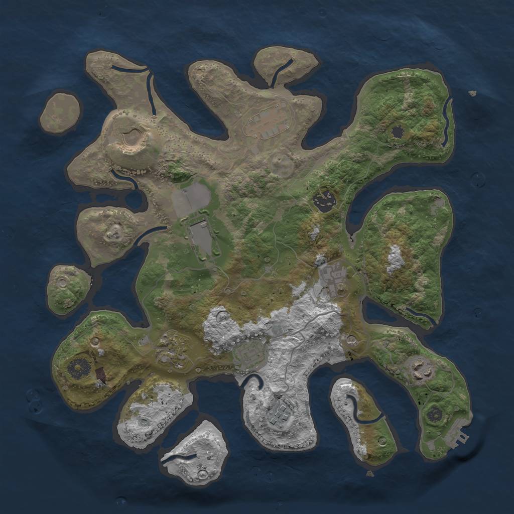 Rust Map: Procedural Map, Size: 3500, Seed: 752514, 13 Monuments