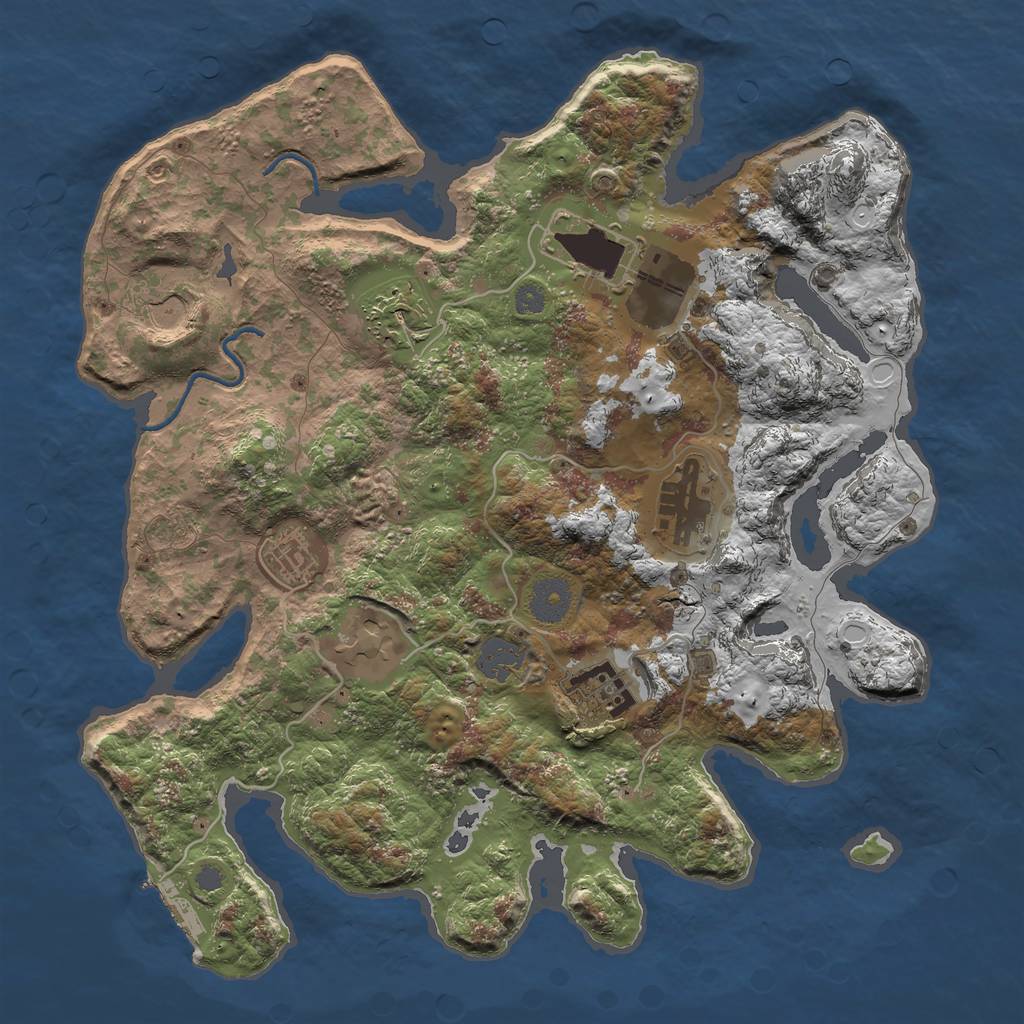 Rust Map: Procedural Map, Size: 3500, Seed: 2645, 13 Monuments