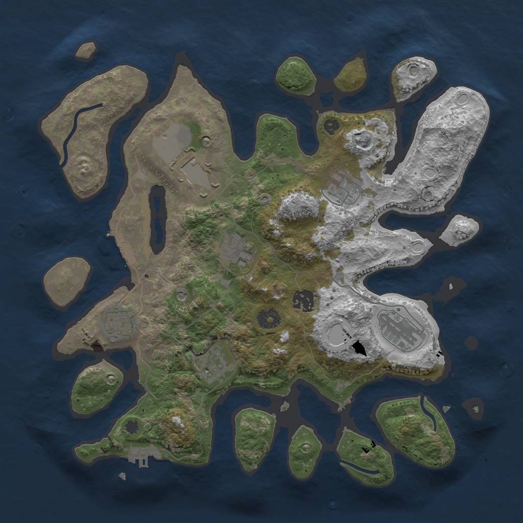 Rust Map: Procedural Map, Size: 3500, Seed: 408658, 18 Monuments