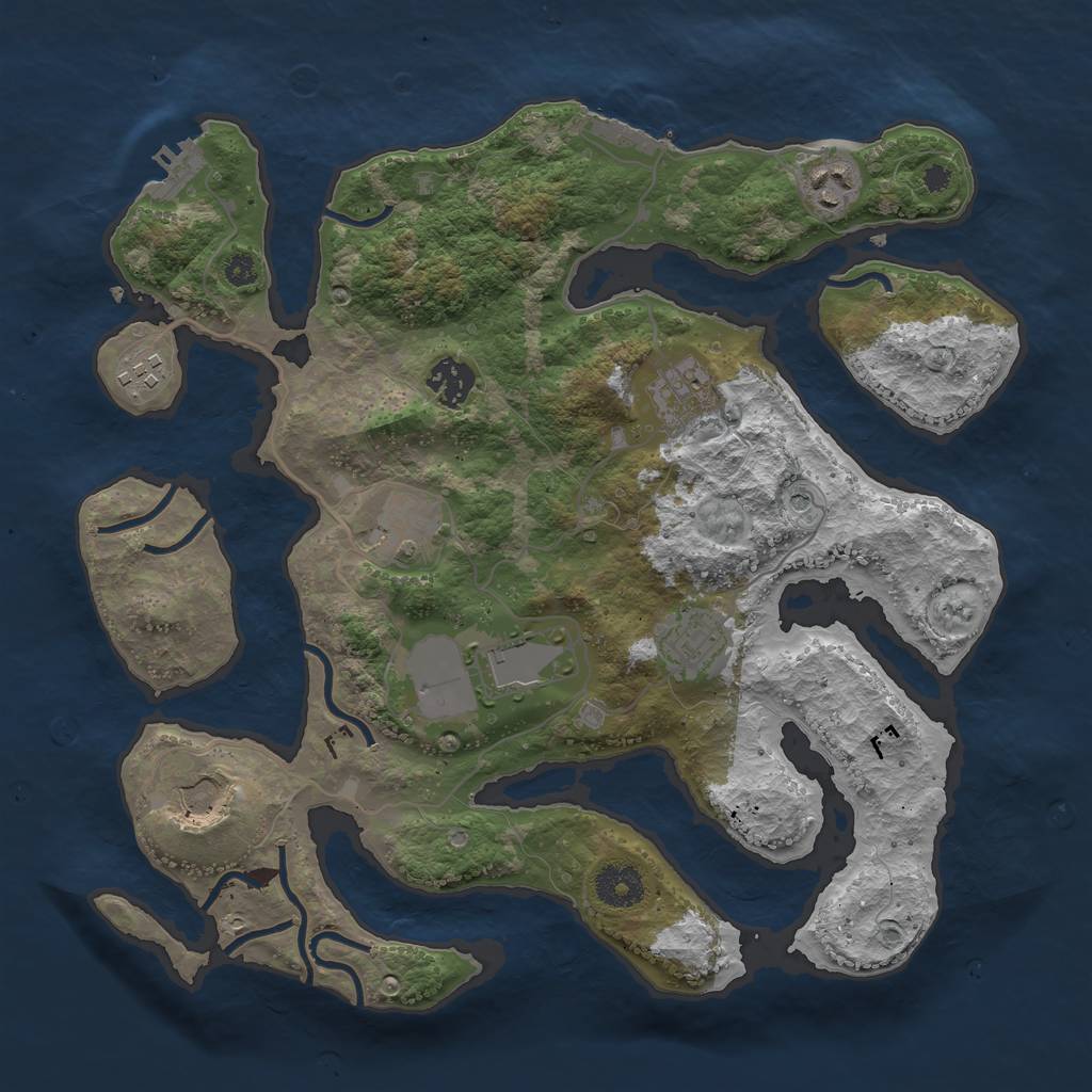 Rust Map: Procedural Map, Size: 3500, Seed: 593435, 13 Monuments