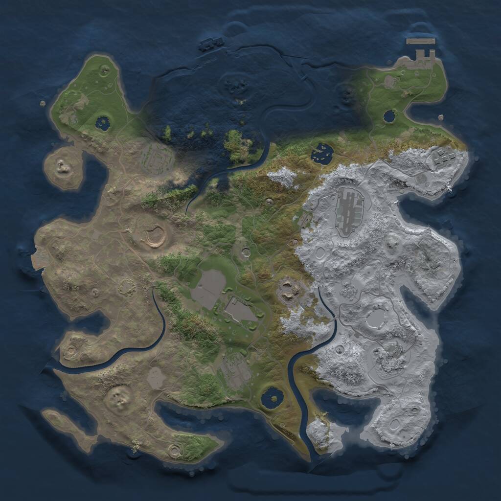Rust Map: Procedural Map, Size: 3500, Seed: 593435, 15 Monuments