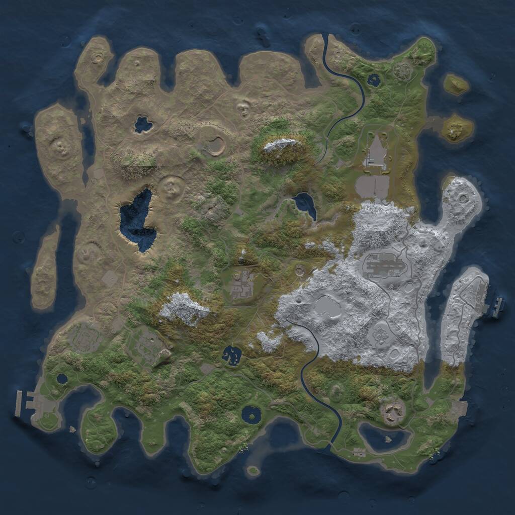 Rust Map: Procedural Map, Size: 4000, Seed: 124432186, 14 Monuments