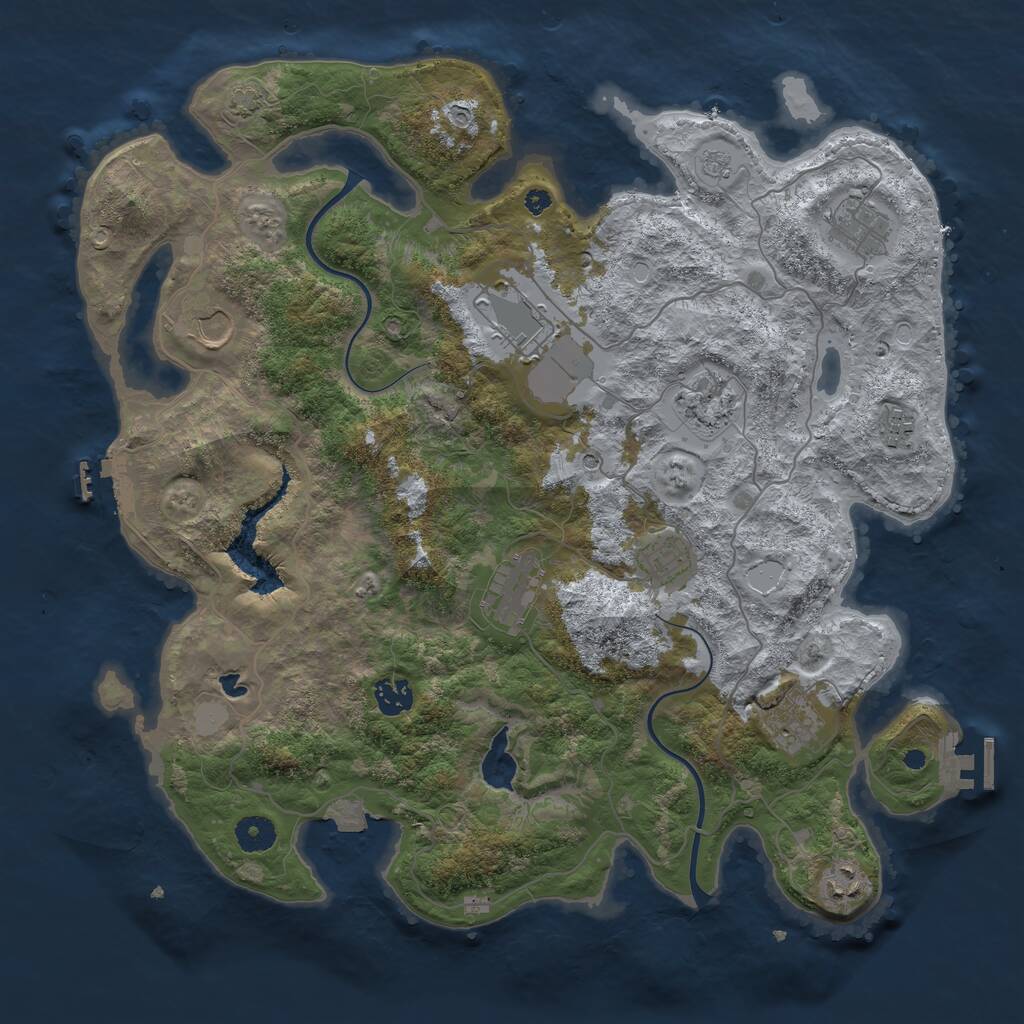 Rust Map: Procedural Map, Size: 4000, Seed: 123406010, 16 Monuments