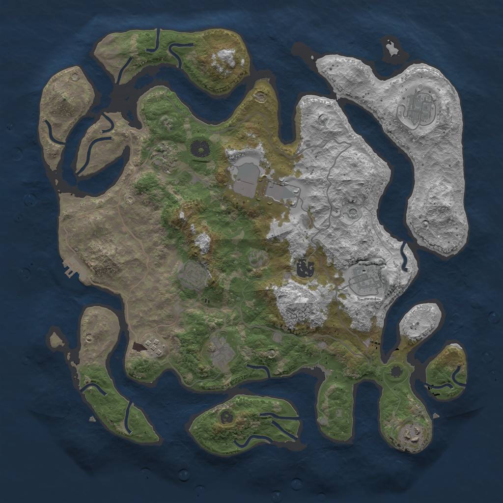 Rust Map: Procedural Map, Size: 4000, Seed: 123406010, 13 Monuments
