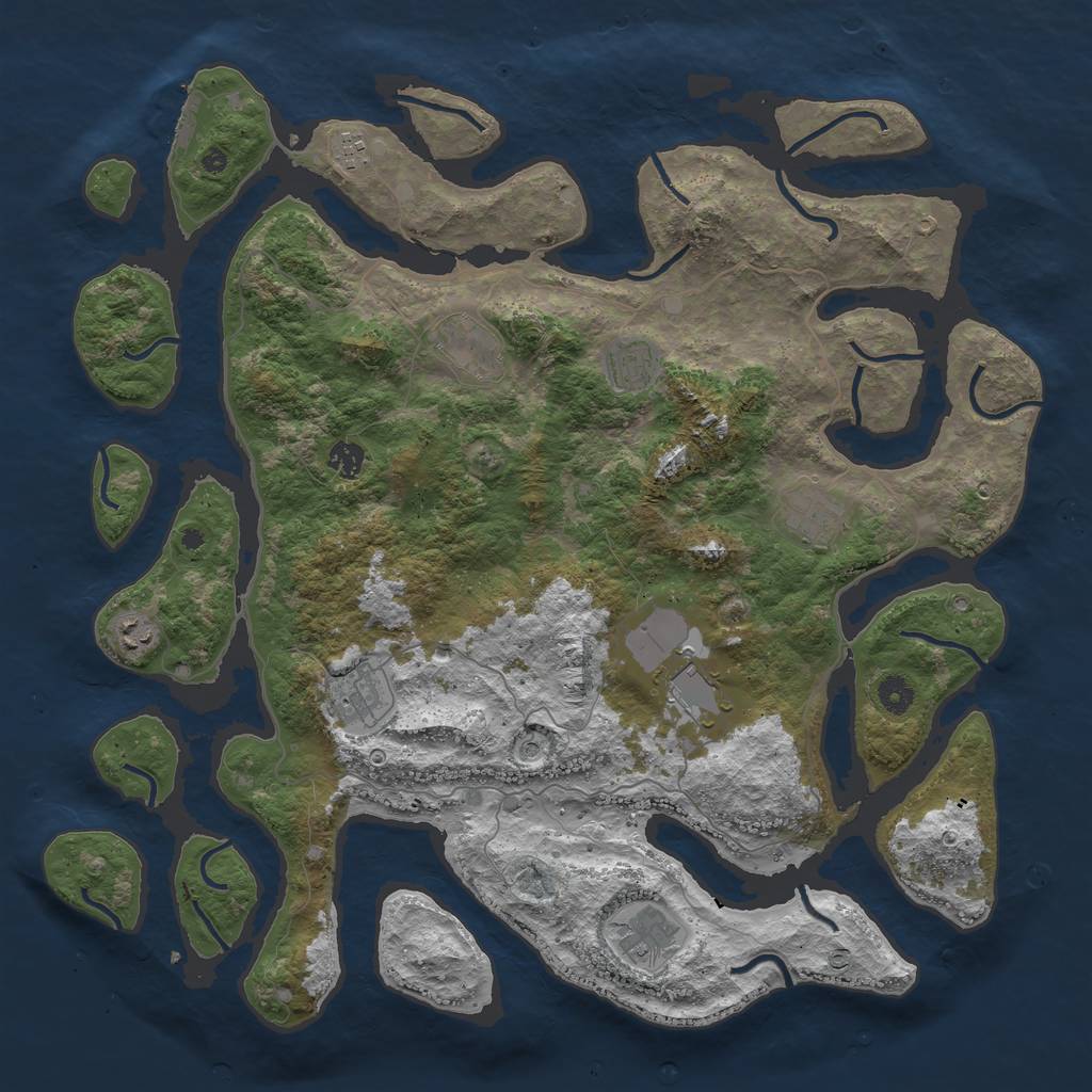 Rust Map: Procedural Map, Size: 4500, Seed: 389575090, 13 Monuments