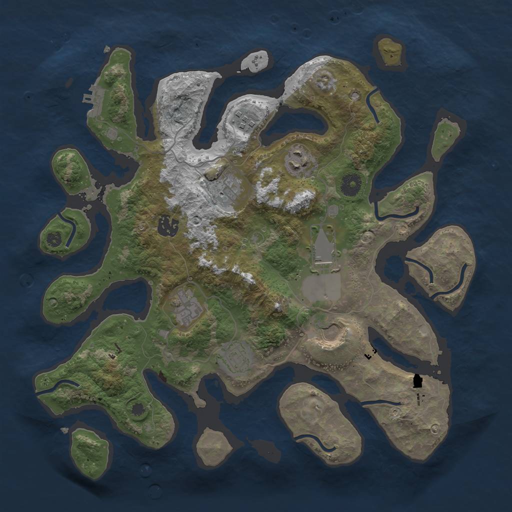 Rust Map: Procedural Map, Size: 3500, Seed: 613042, 11 Monuments