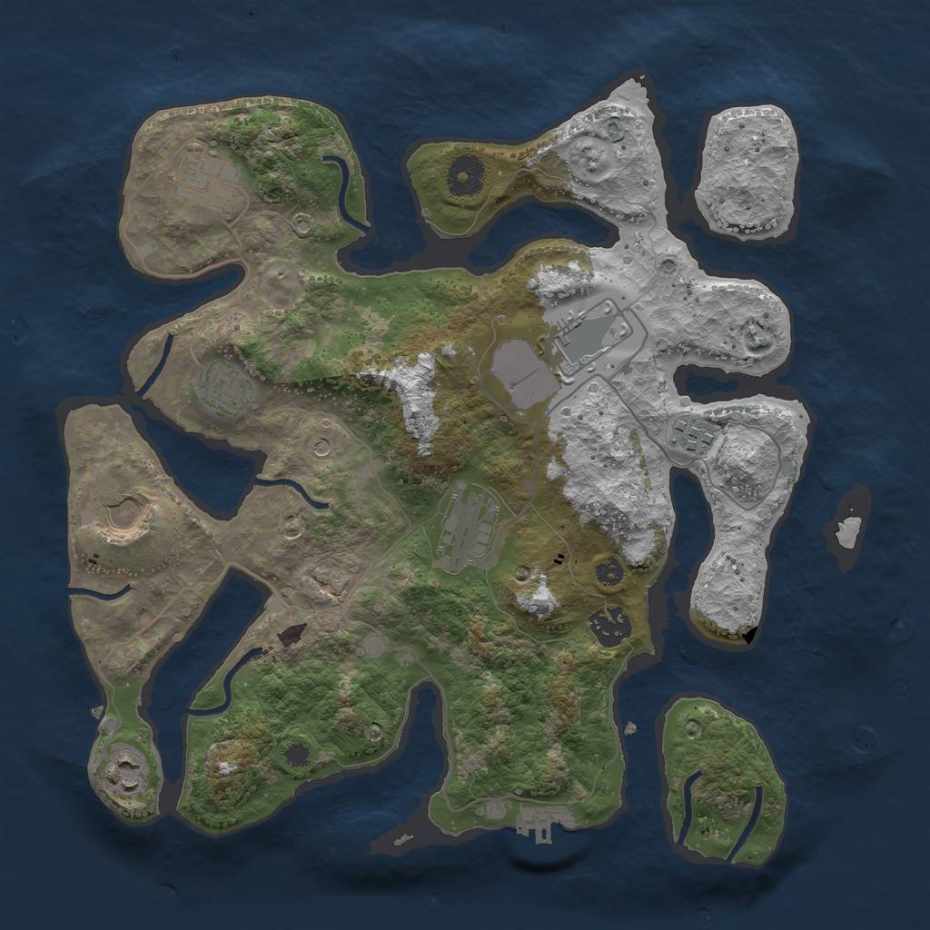 Rust Map: Procedural Map, Size: 3500, Seed: 885241, 12 Monuments