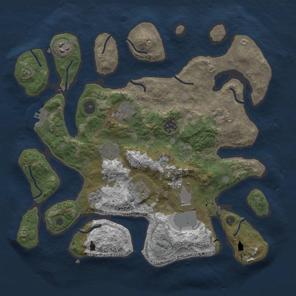 Rust Map: Procedural Map, Size: 3500, Seed: 23568582, 12 Monuments