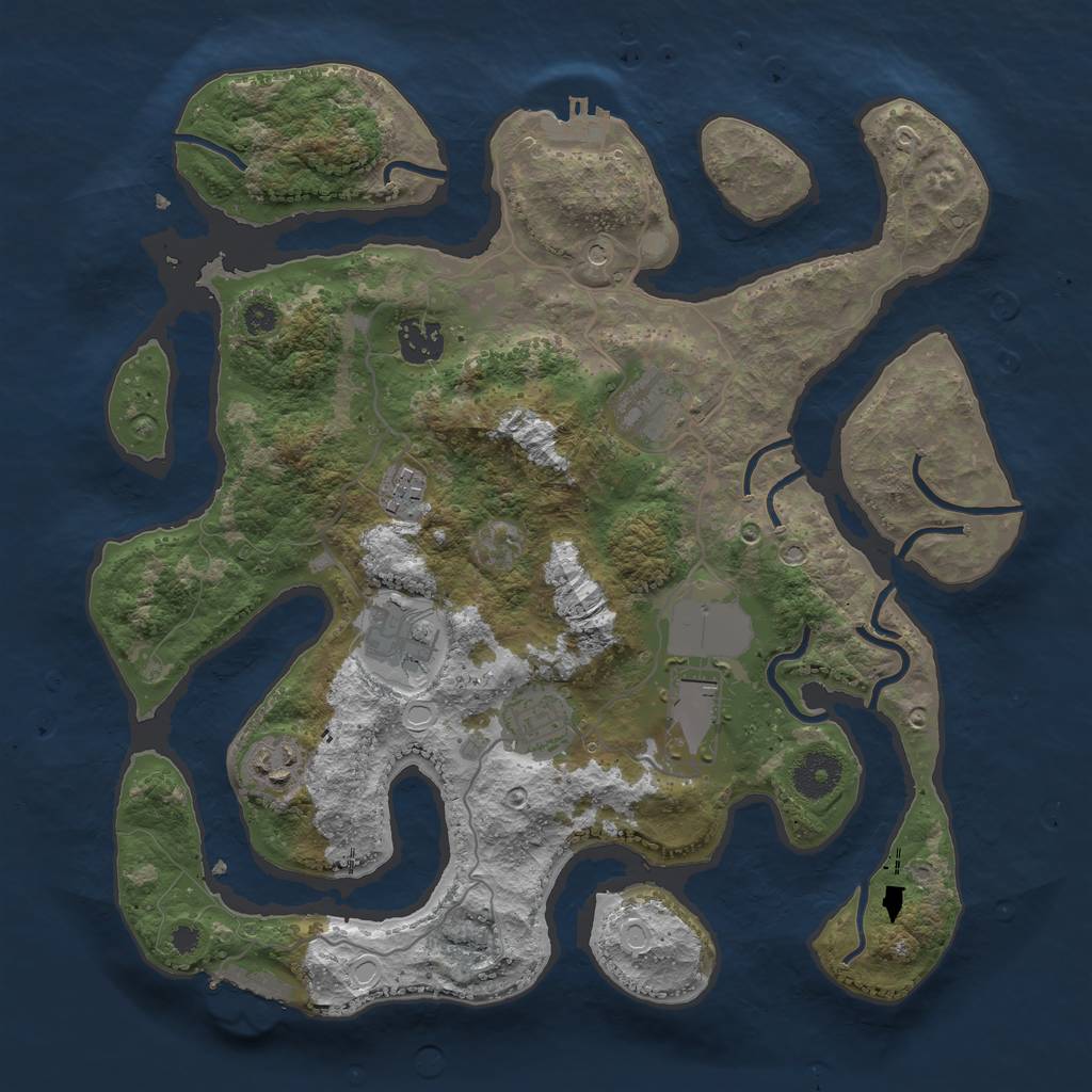 Rust Map: Procedural Map, Size: 3500, Seed: 389933, 15 Monuments