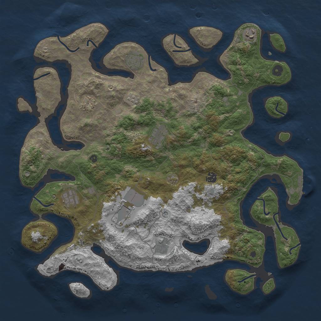 Rust Map: Procedural Map, Size: 4400, Seed: 580559, 13 Monuments