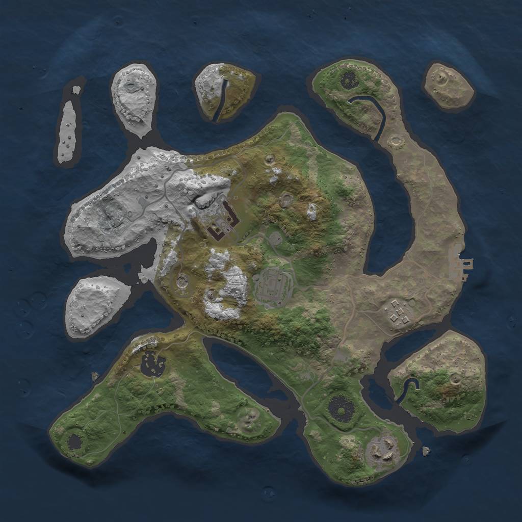 Rust Map: Procedural Map, Size: 3000, Seed: 2125995767, 9 Monuments