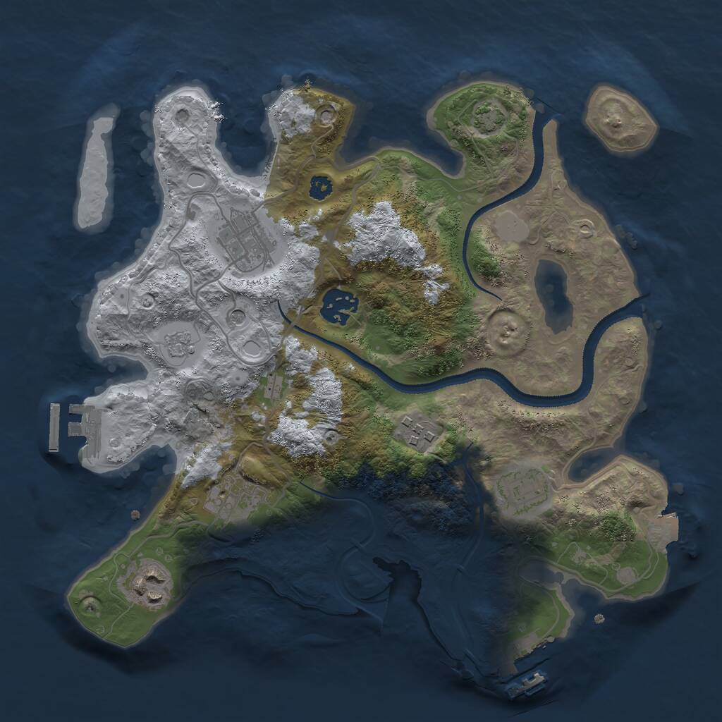 Rust Map: Procedural Map, Size: 3000, Seed: 2125995767, 12 Monuments