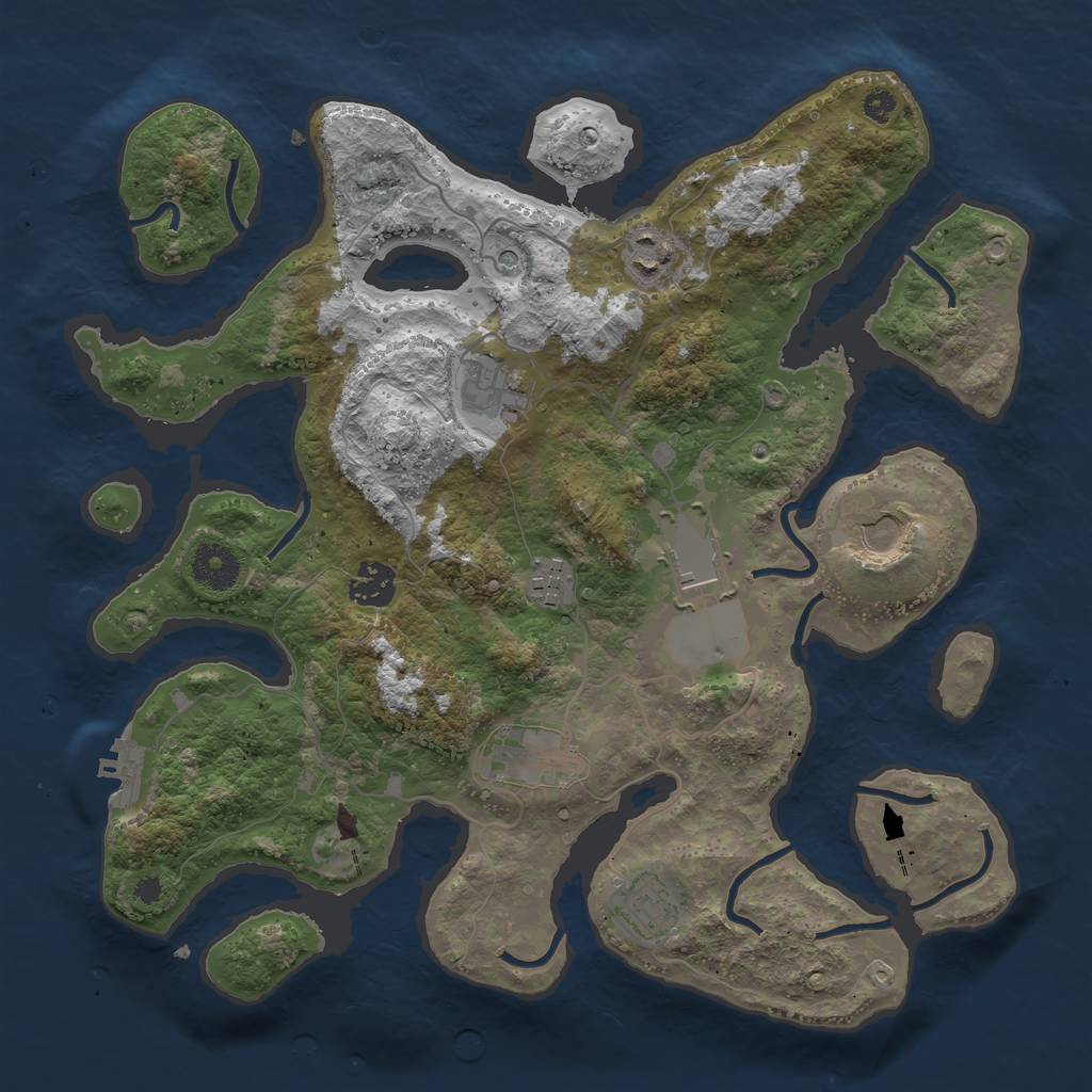 Rust Map: Procedural Map, Size: 3500, Seed: 269123, 12 Monuments