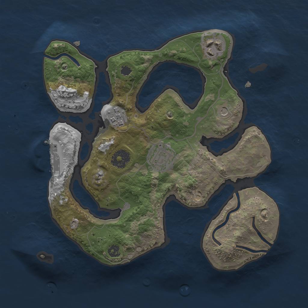 Rust Map: Procedural Map, Size: 2500, Seed: 21386, 7 Monuments