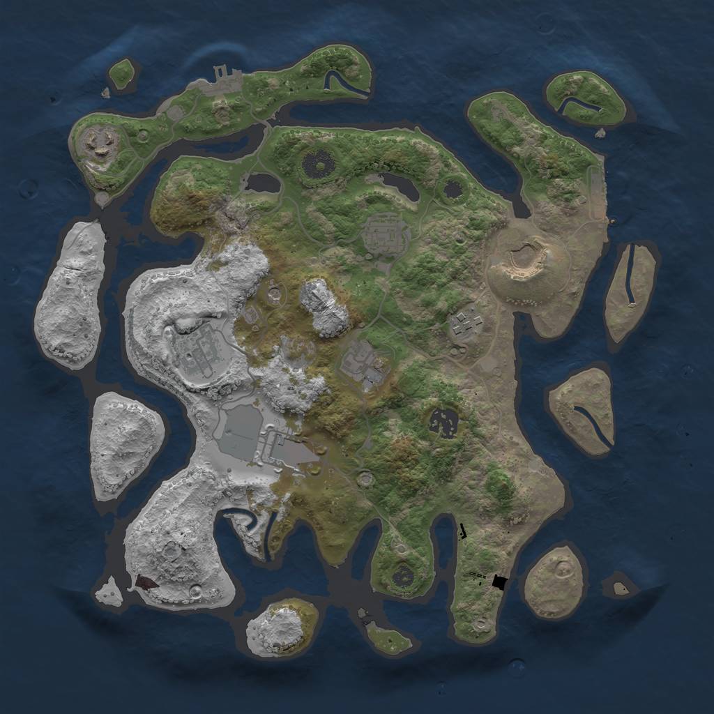 Rust Map: Procedural Map, Size: 3500, Seed: 319466, 13 Monuments