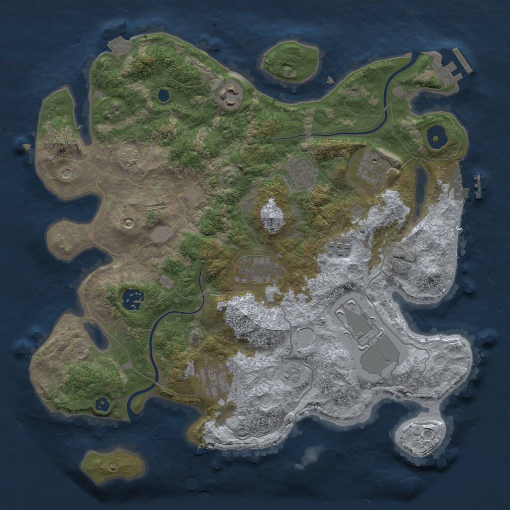 Rust Map: Procedural Map, Size: 3500, Seed: 677820, 14 Monuments