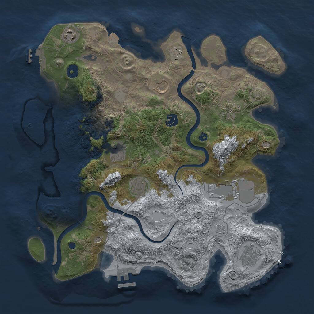 Rust Map: Procedural Map, Size: 3600, Seed: 231658, 15 Monuments
