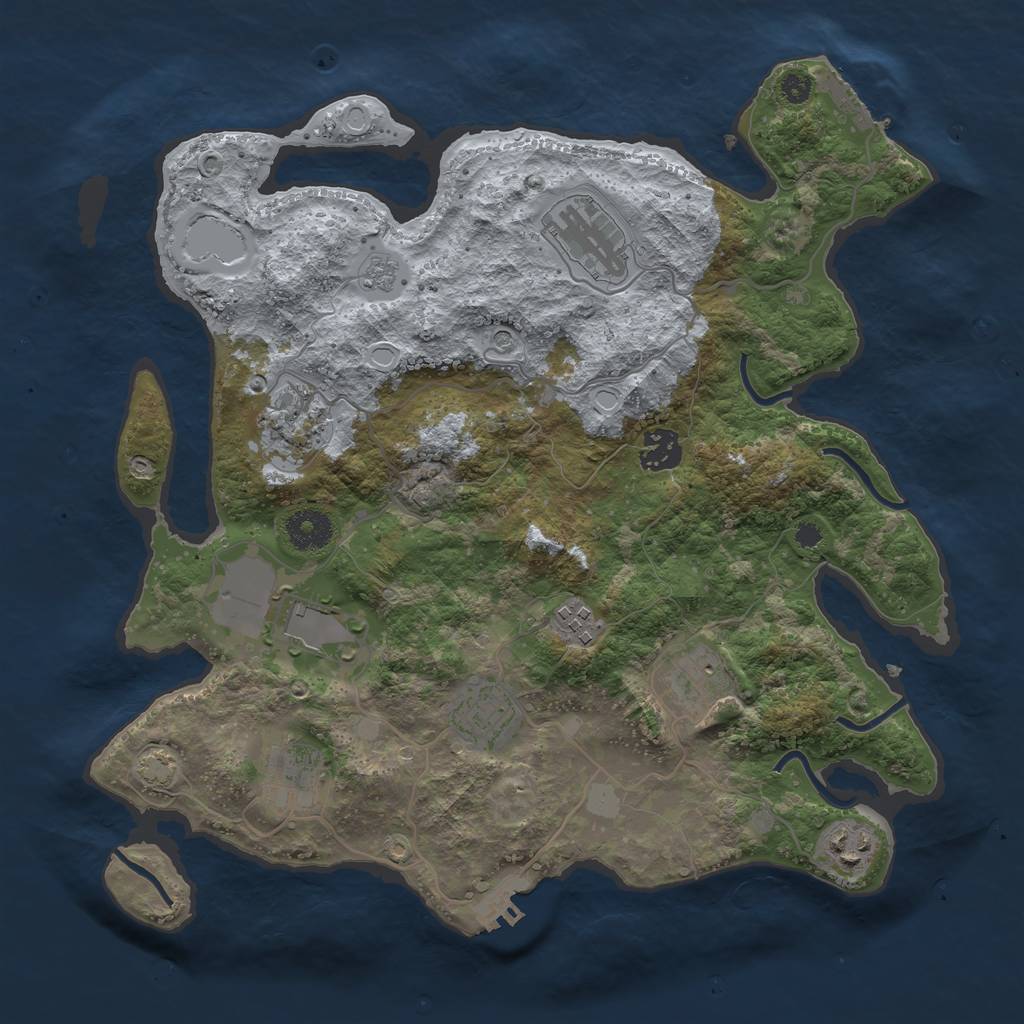 Rust Map: Procedural Map, Size: 3500, Seed: 565579, 17 Monuments