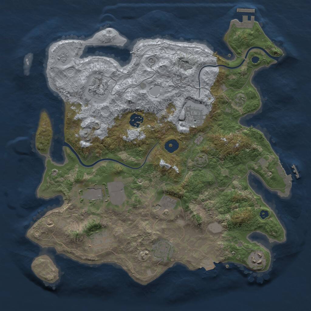 Rust Map: Procedural Map, Size: 3500, Seed: 565579, 14 Monuments