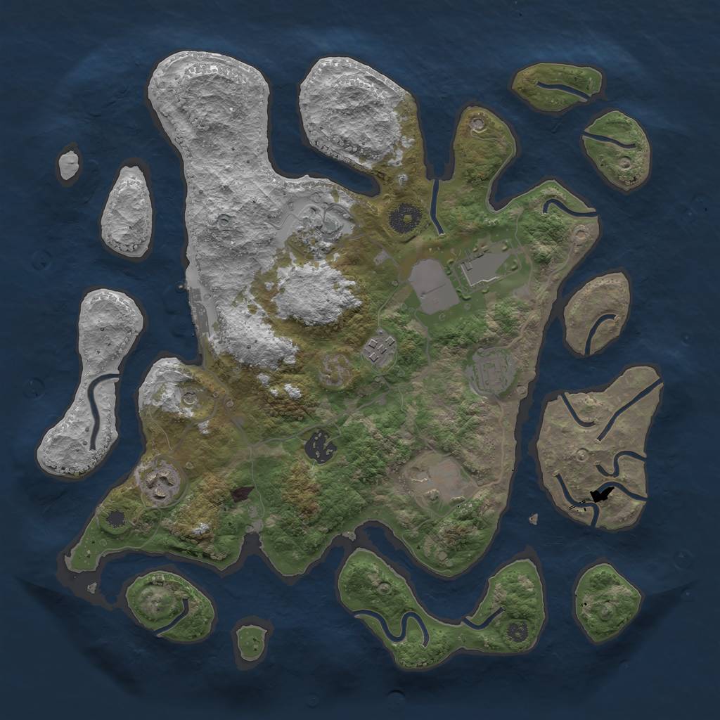 Rust Map: Procedural Map, Size: 3500, Seed: 157690, 11 Monuments