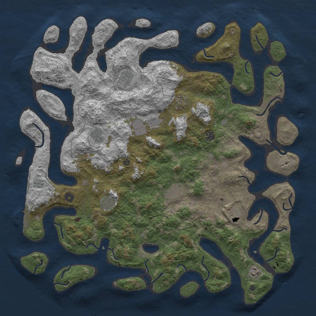 Rust Map: Procedural Map, Size: 5000, Seed: 569850236, 14 Monuments