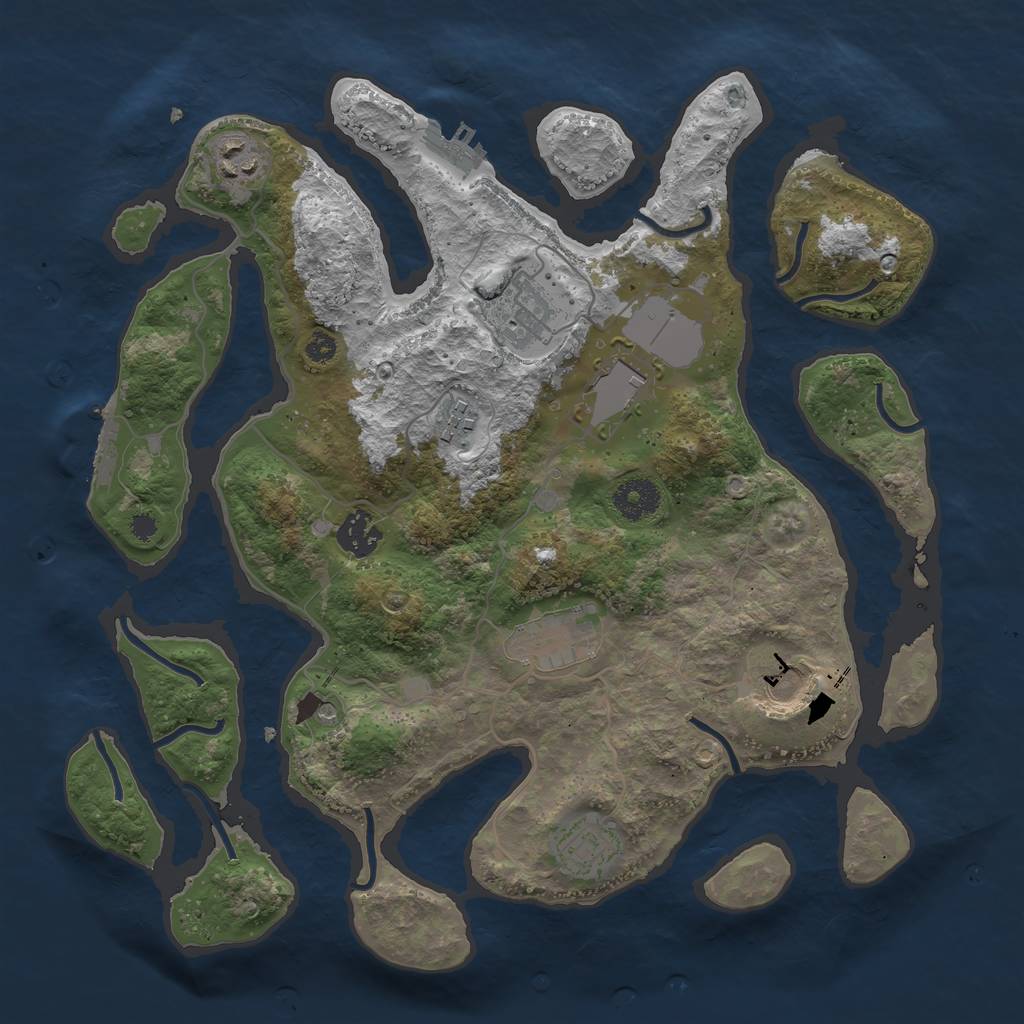 Rust Map: Procedural Map, Size: 3500, Seed: 316118, 13 Monuments