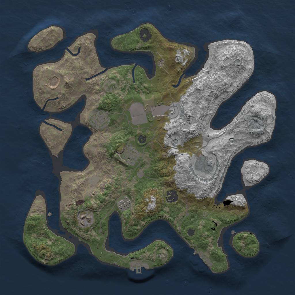 Rust Map: Procedural Map, Size: 3500, Seed: 352386, 16 Monuments