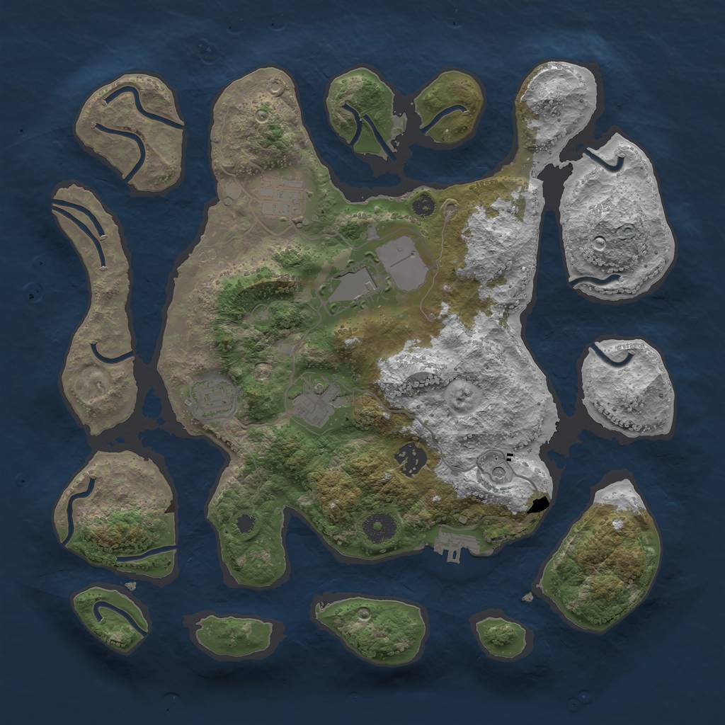 Rust Map: Procedural Map, Size: 3500, Seed: 638378, 9 Monuments