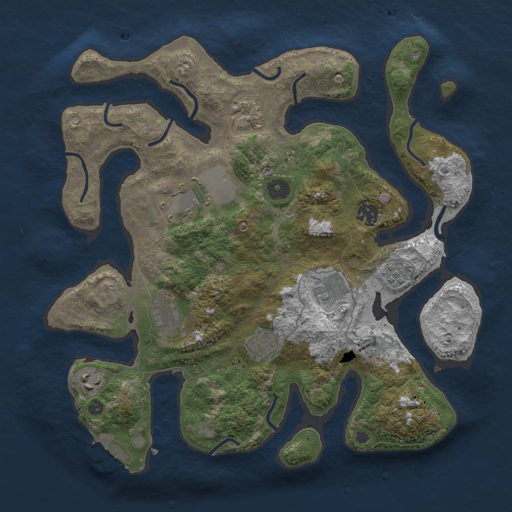 Rust Map: Procedural Map, Size: 3500, Seed: 212587, 11 Monuments