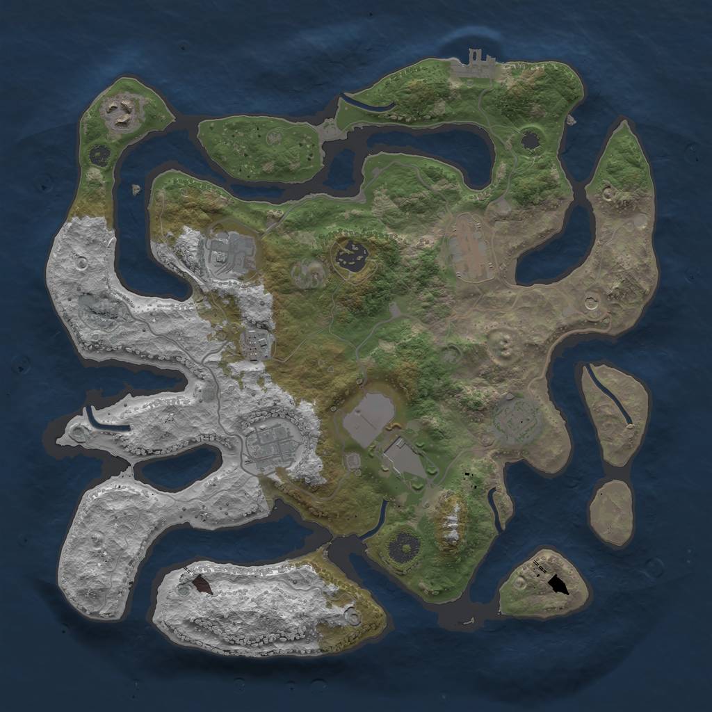 Rust Map: Procedural Map, Size: 3500, Seed: 330525, 12 Monuments