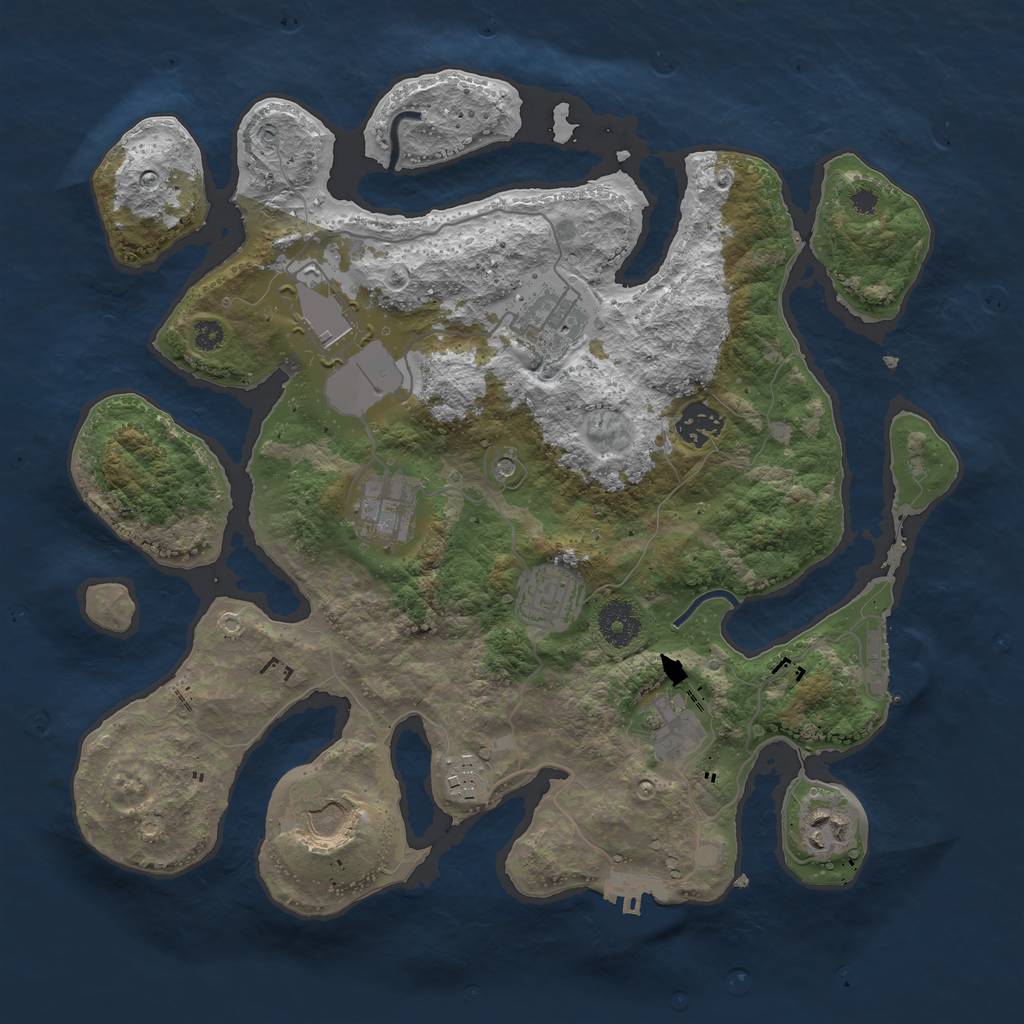 Rust Map: Procedural Map, Size: 3500, Seed: 1915643289, 14 Monuments