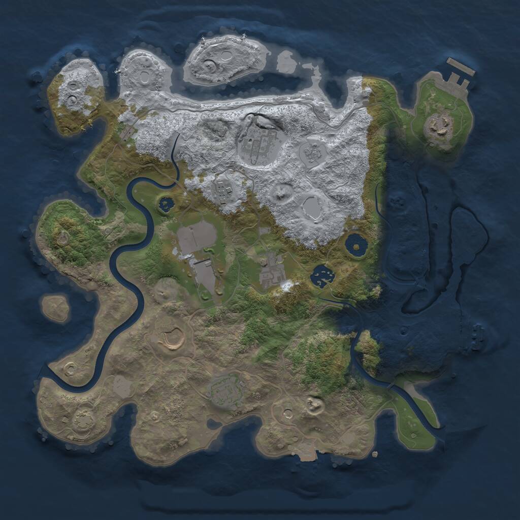 Rust Map: Procedural Map, Size: 3500, Seed: 1915643289, 14 Monuments