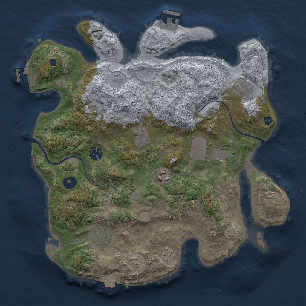 Rust Map: Procedural Map, Size: 3500, Seed: 471254461, 13 Monuments