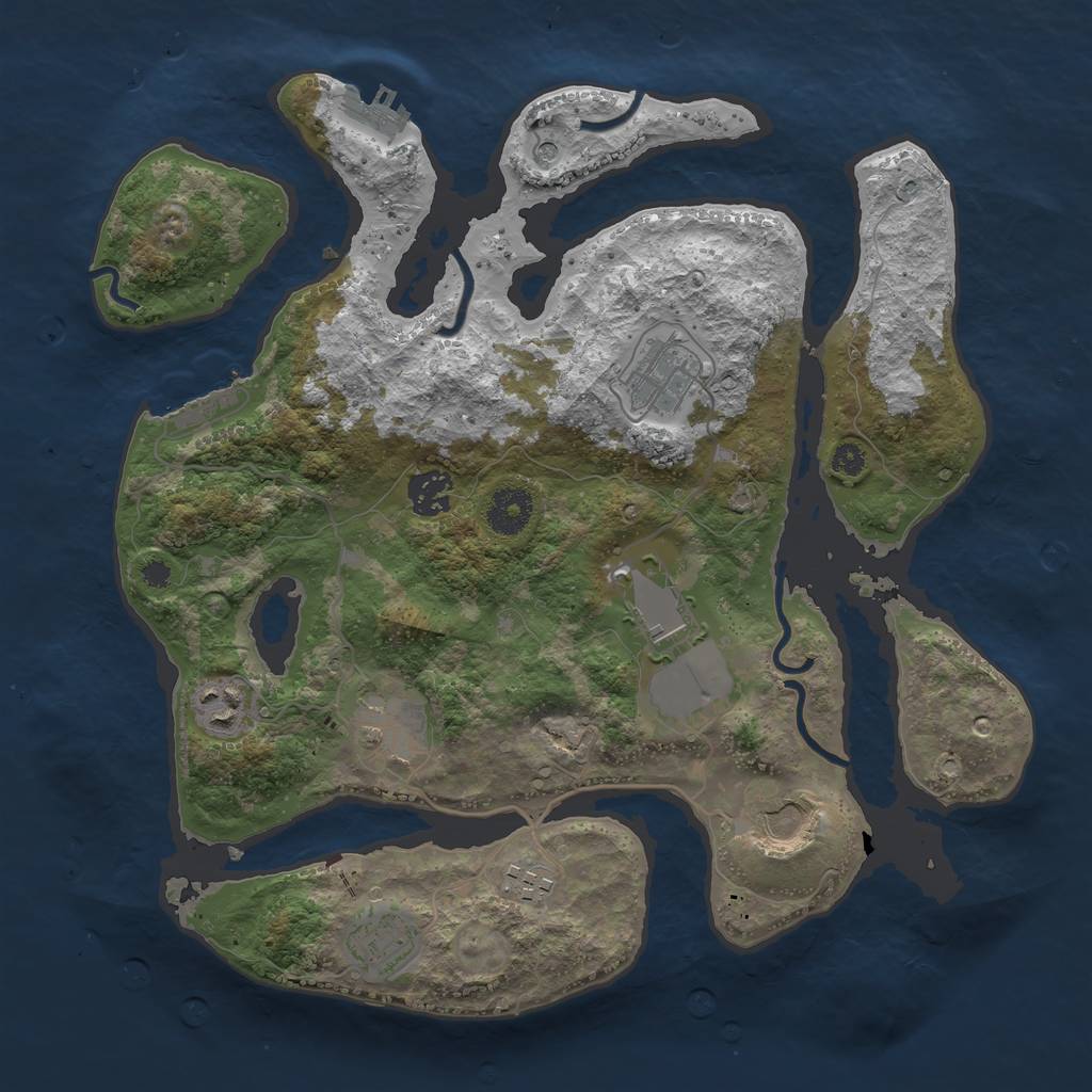 Rust Map: Procedural Map, Size: 3500, Seed: 471254461, 13 Monuments