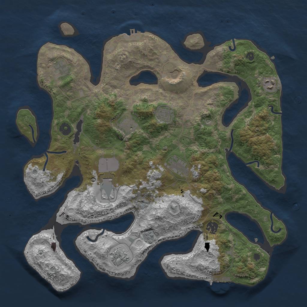 Rust Map: Procedural Map, Size: 3875, Seed: 2147483647, 18 Monuments