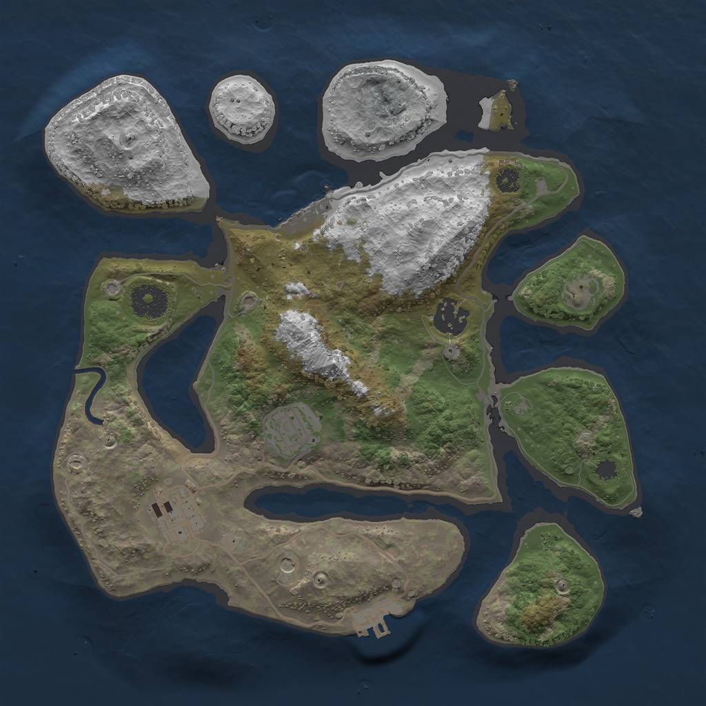 Rust Map: Procedural Map, Size: 3000, Seed: 589361005, 8 Monuments