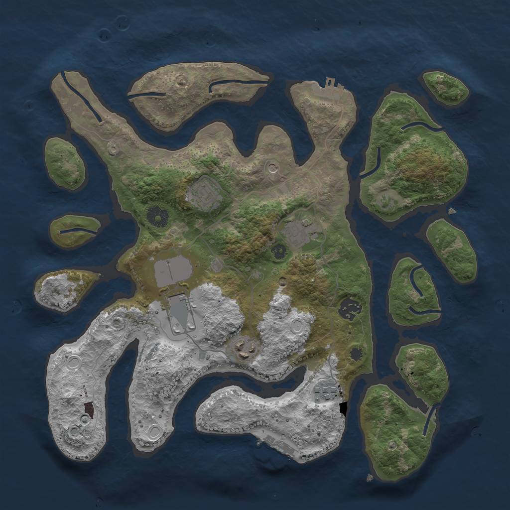 Rust Map: Procedural Map, Size: 3500, Seed: 561743, 17 Monuments