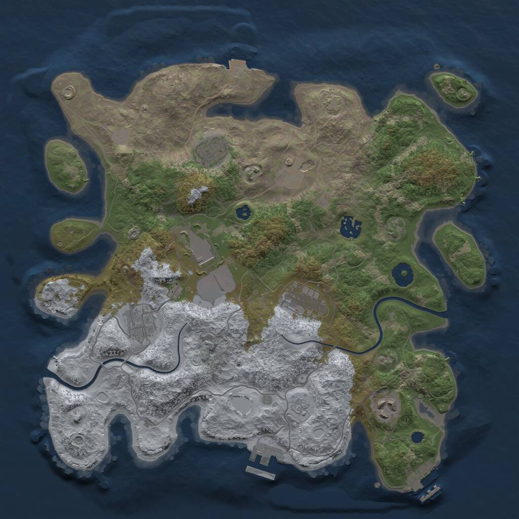 Rust Map: Procedural Map, Size: 3500, Seed: 561743, 12 Monuments