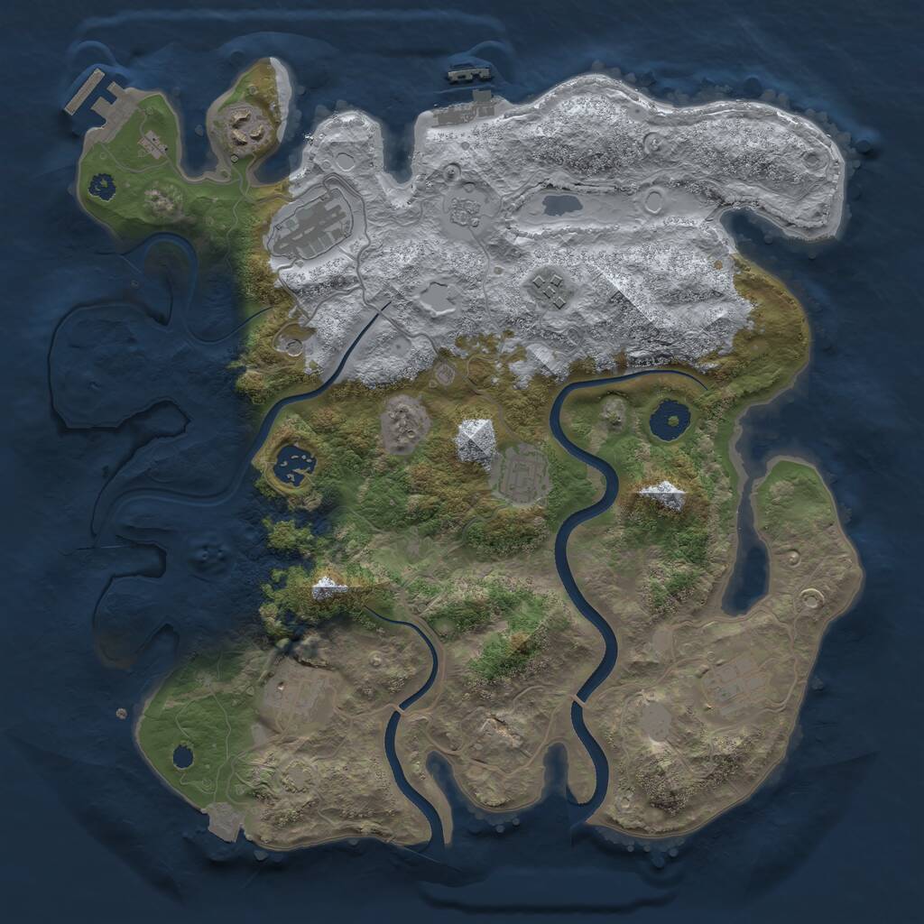 Rust Map: Procedural Map, Size: 3500, Seed: 913020, 13 Monuments