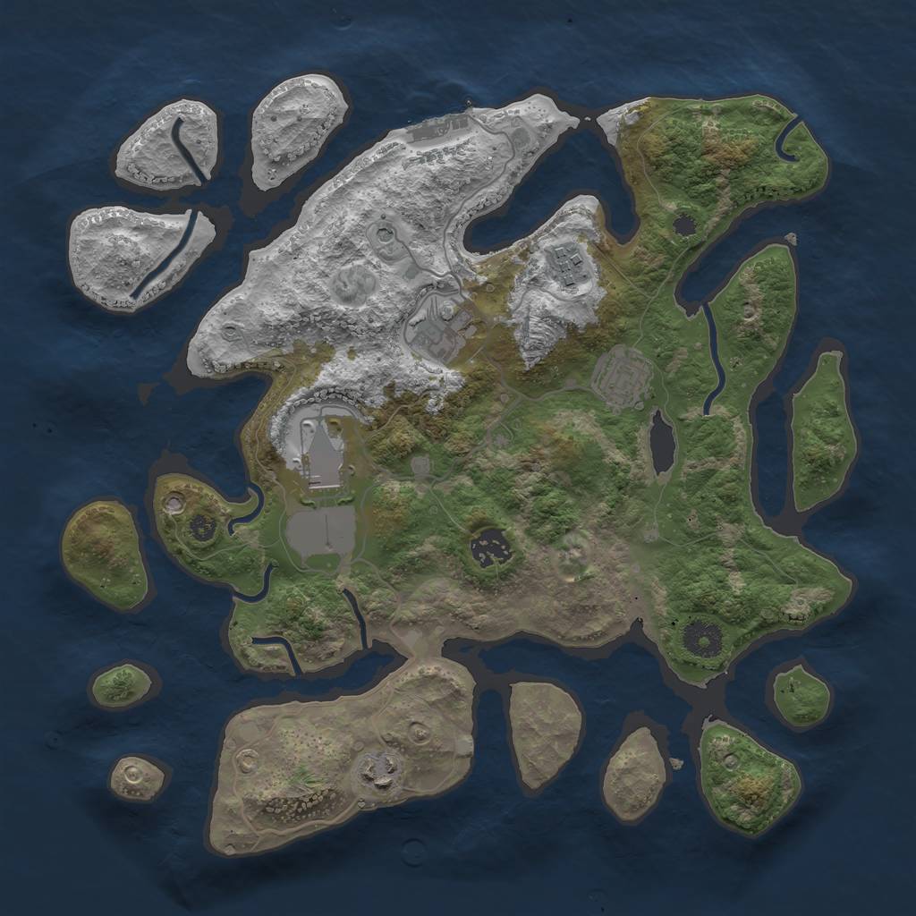 Rust Map: Procedural Map, Size: 3500, Seed: 8367095, 10 Monuments