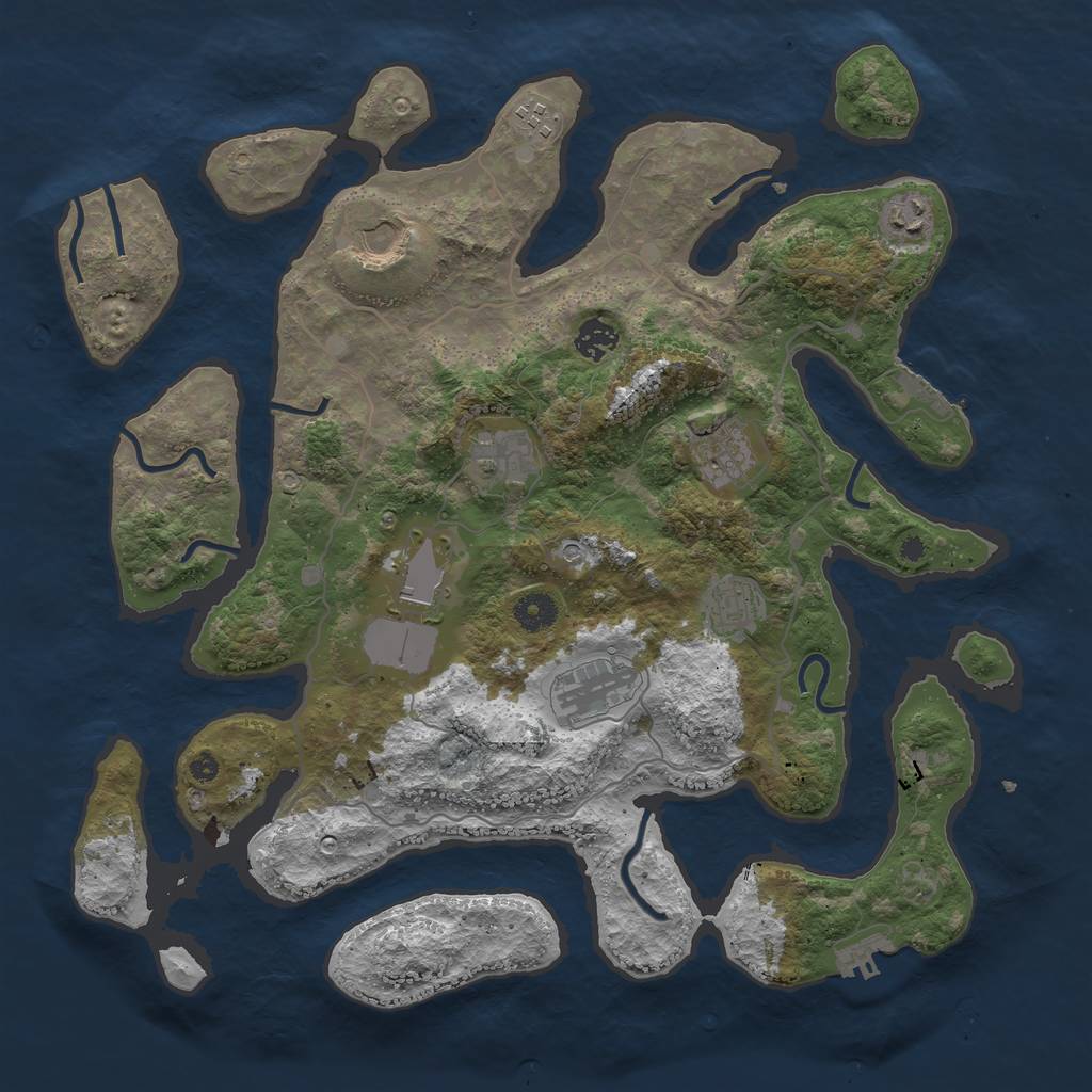 Rust Map: Procedural Map, Size: 4000, Seed: 393870302, 14 Monuments