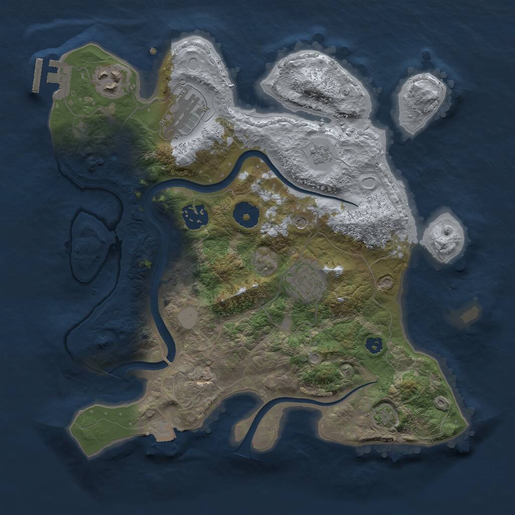 Rust Map: Procedural Map, Size: 3000, Seed: 2417475, 9 Monuments