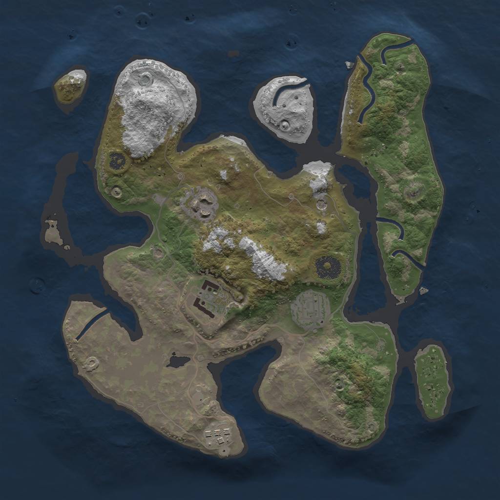 Rust Map: Procedural Map, Size: 3000, Seed: 2417485, 7 Monuments