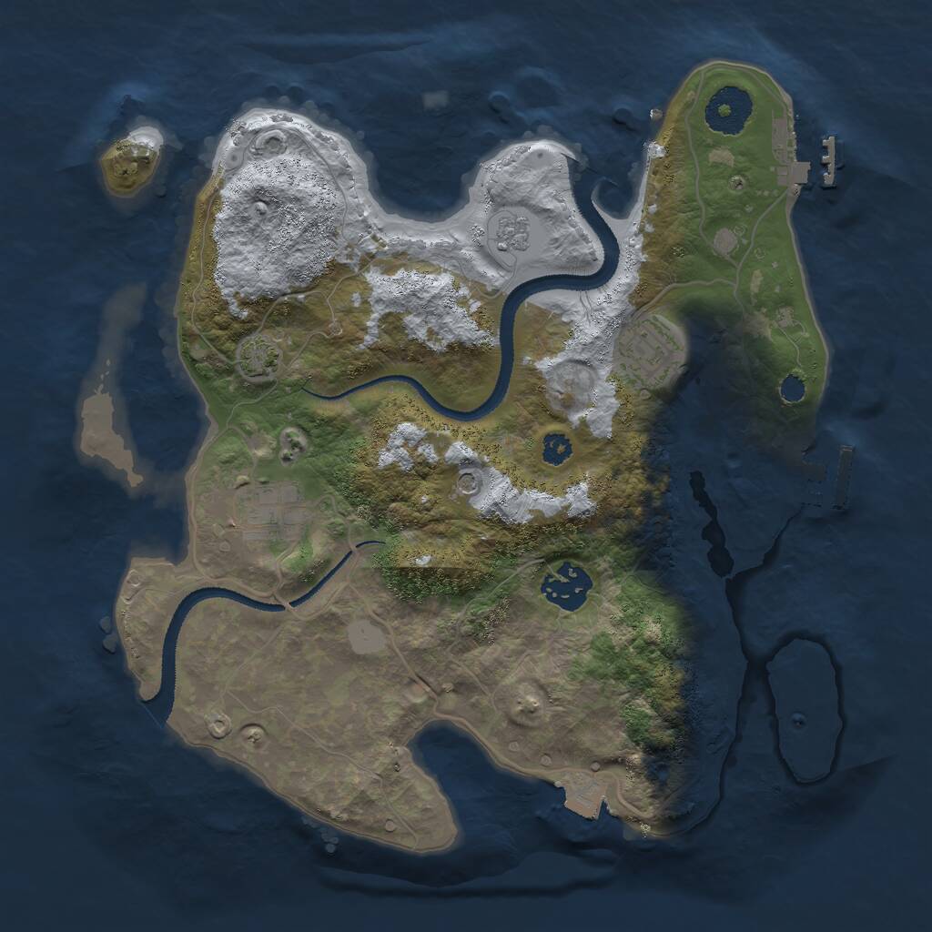 Rust Map: Procedural Map, Size: 3000, Seed: 2417485, 9 Monuments