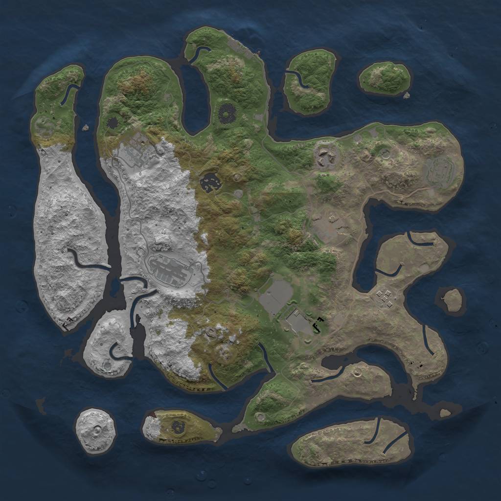 Rust Map: Procedural Map, Size: 3800, Seed: 8282866, 12 Monuments