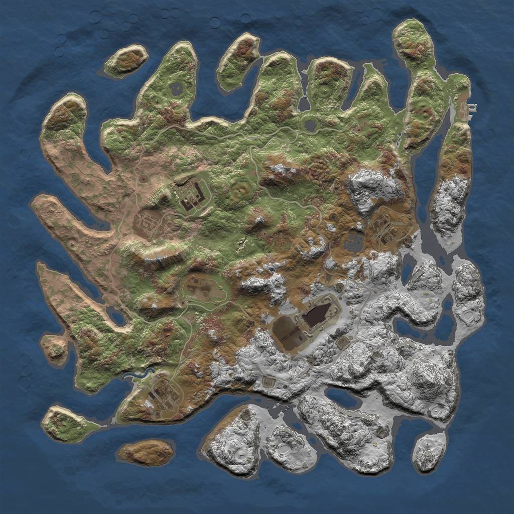 Rust Map: Procedural Map, Size: 4000, Seed: 58438486, 12 Monuments